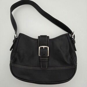 Coach Soho Buckle Flap Shoulder Bag Black Leather Vintage 7584 Womens